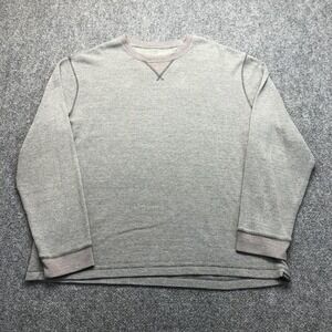 Y2K Sweater Mens XL Gray Waffle Knit Crewneck Pullover Thermal Casual